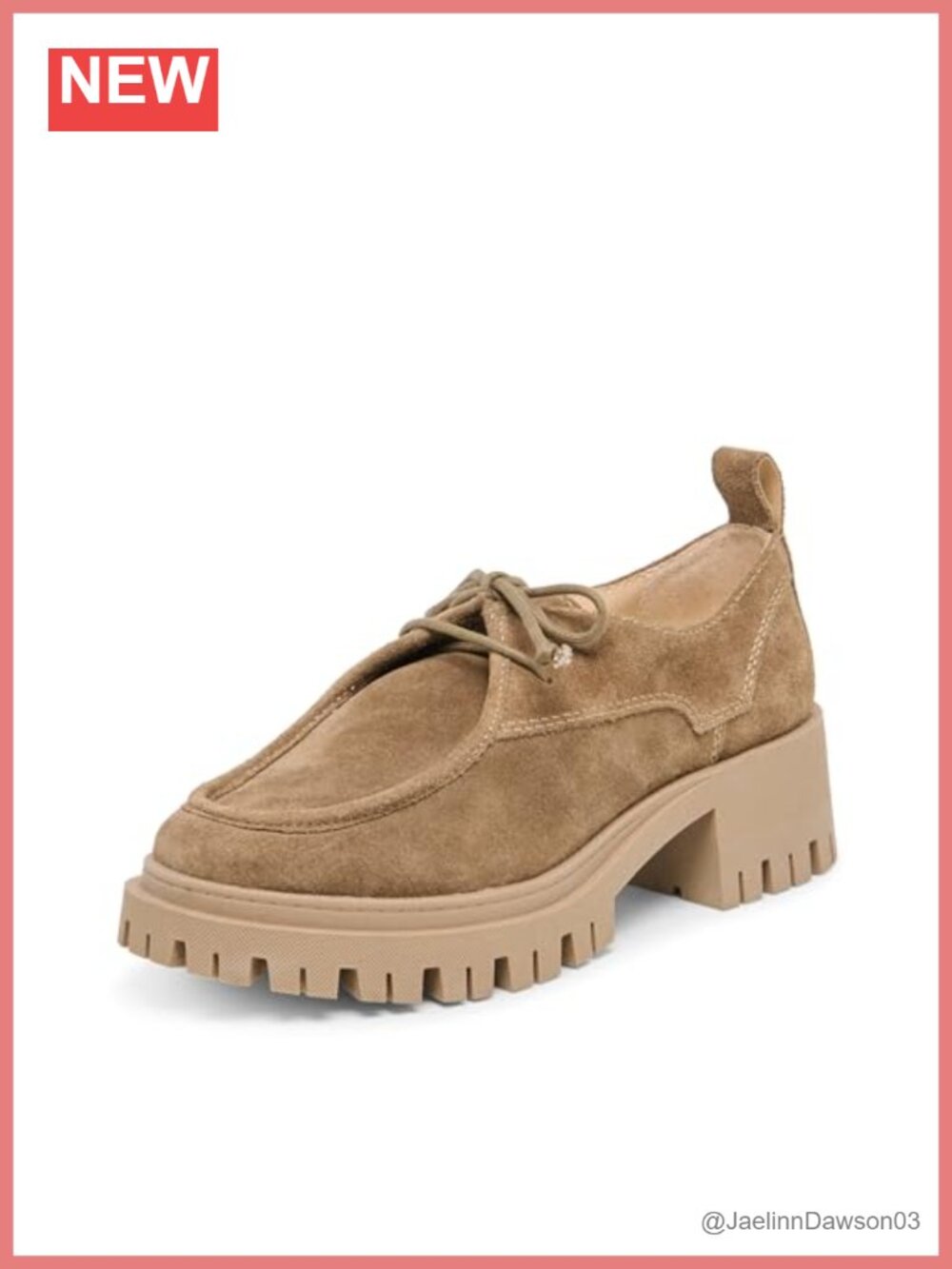 Women's Suede Loafer Block Heel Lace-Up Slip-On Shoes